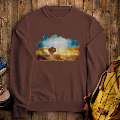 Watercolor Bison Prairie Crewneck Sweatshirt