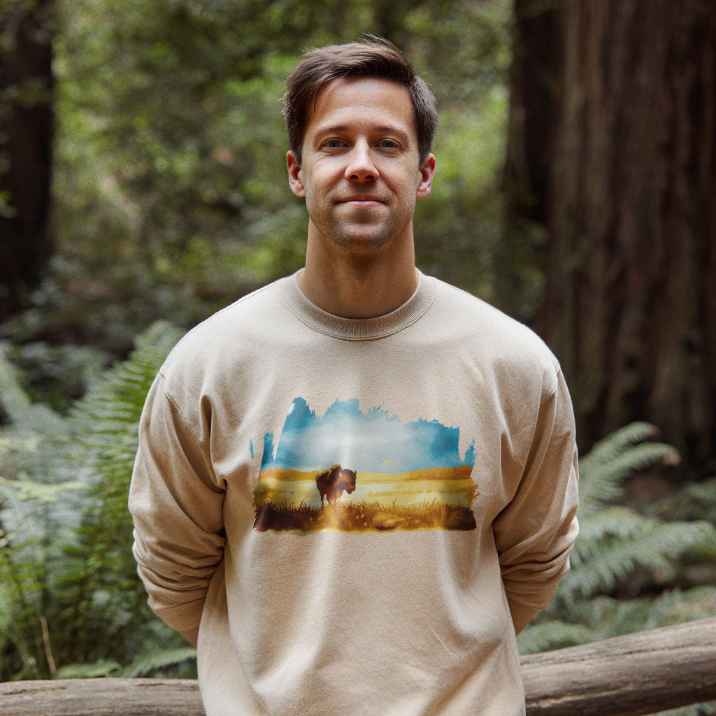 Watercolor Bison Prairie Crewneck Sweatshirt