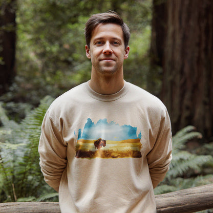Watercolor Bison Prairie Crewneck Sweatshirt