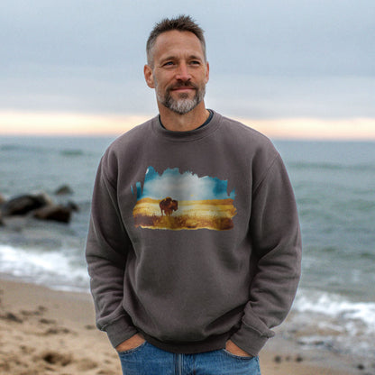 Watercolor Bison Prairie Crewneck Sweatshirt