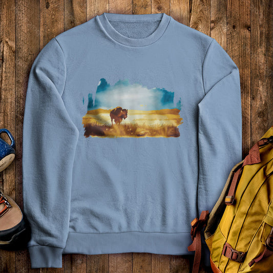 Watercolor Bison Prairie Crewneck Sweatshirt