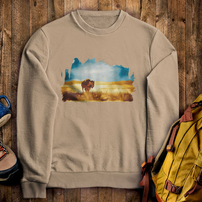 Watercolor Bison Prairie Crewneck Sweatshirt