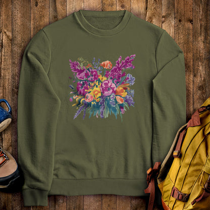 Painted Wildflower Bouquet Crewneck Sweatshirt