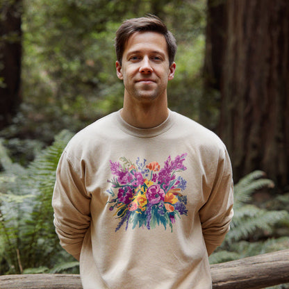 Painted Wildflower Bouquet Crewneck Sweatshirt