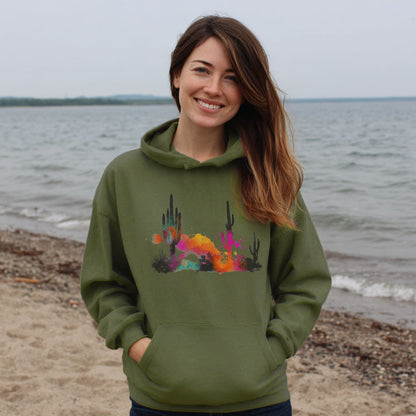 Watercolor Cactus Desert Hoodie