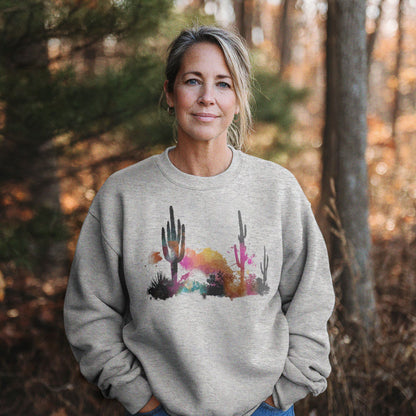 Watercolor Cactus Desert Crewneck Sweatshirt