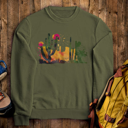 Watercolor Desert Scene Crewneck Sweatshirt