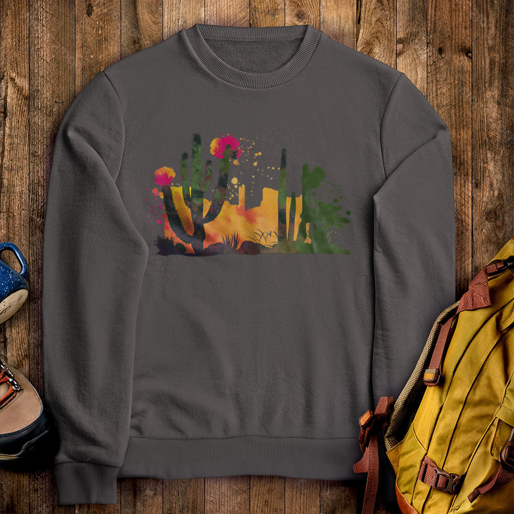 Watercolor Desert Scene Crewneck Sweatshirt