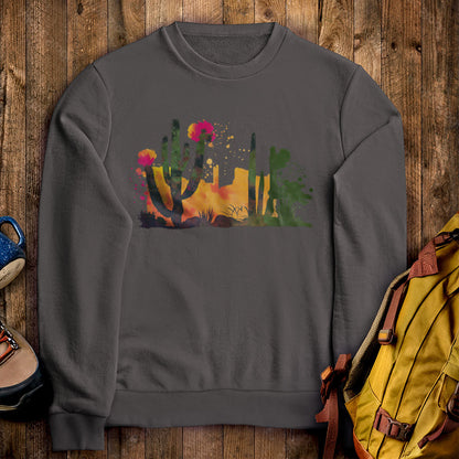 Watercolor Desert Scene Crewneck Sweatshirt