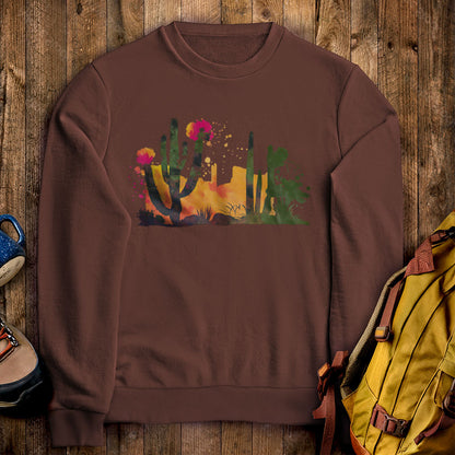 Watercolor Desert Scene Crewneck Sweatshirt