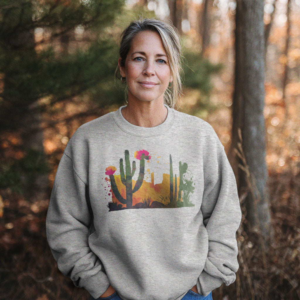 Watercolor Desert Scene Crewneck Sweatshirt