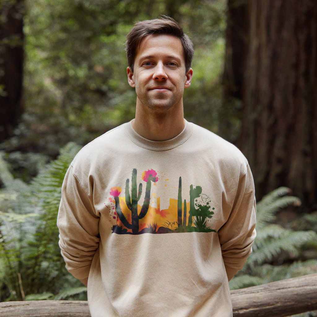 Watercolor Desert Scene Crewneck Sweatshirt