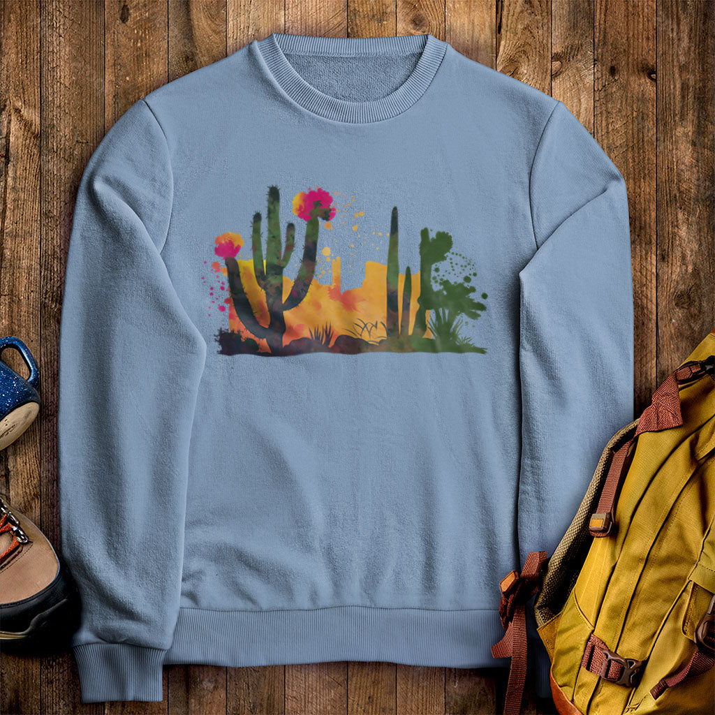 Watercolor Desert Scene Crewneck Sweatshirt