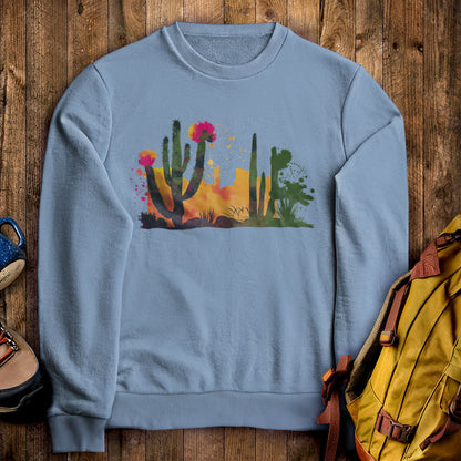 Watercolor Desert Scene Crewneck Sweatshirt