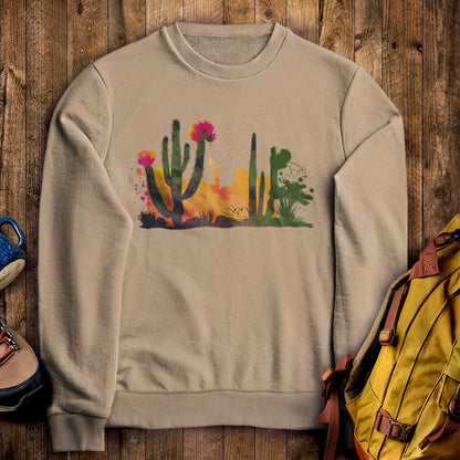 Watercolor Desert Scene Crewneck Sweatshirt