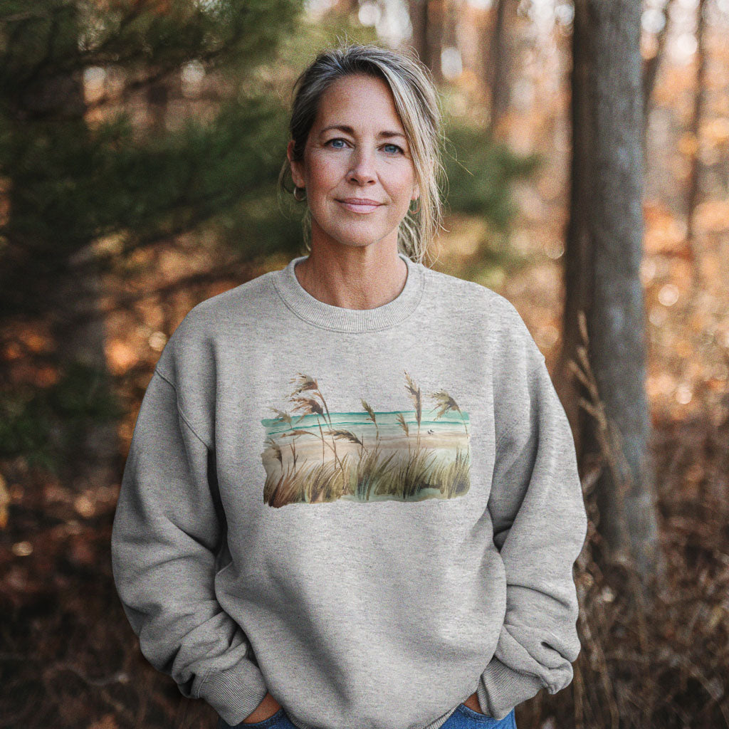 Watercolor Beach Coast Crewneck Sweatshirt