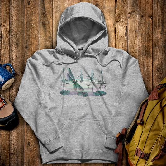 Watercolor Dragonfly on a Lake Hoodie