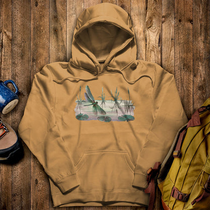 Watercolor Dragonfly on a Lake Hoodie