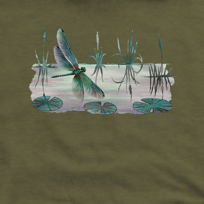 Watercolor Dragonfly on a Lake Hoodie