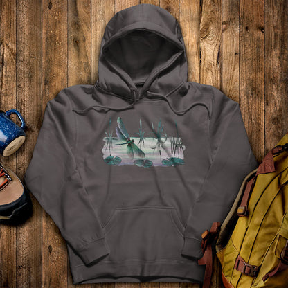 Watercolor Dragonfly on a Lake Hoodie