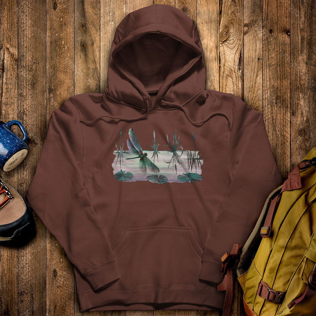 Watercolor Dragonfly on a Lake Hoodie