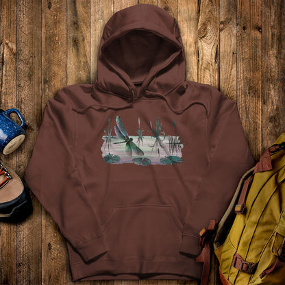 Watercolor Dragonfly on a Lake Hoodie