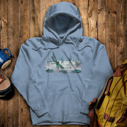 Watercolor Dragonfly on a Lake Hoodie