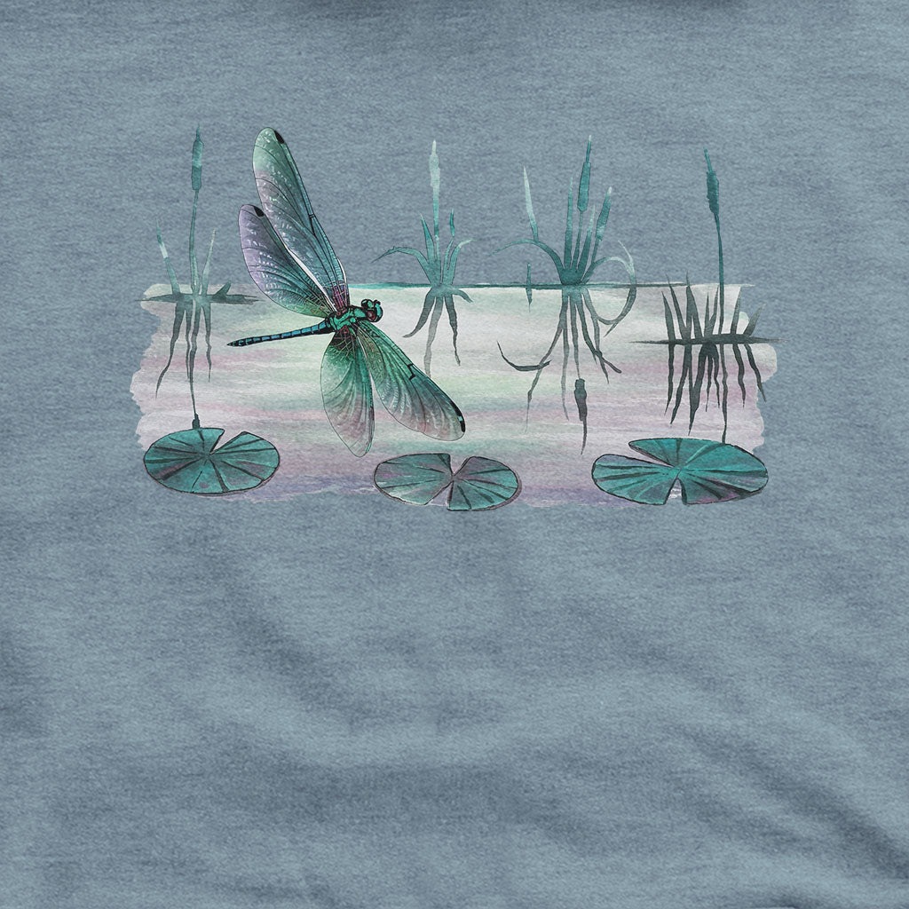 Watercolor Dragonfly on a Lake Hoodie