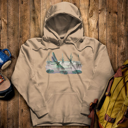 Watercolor Dragonfly on a Lake Hoodie