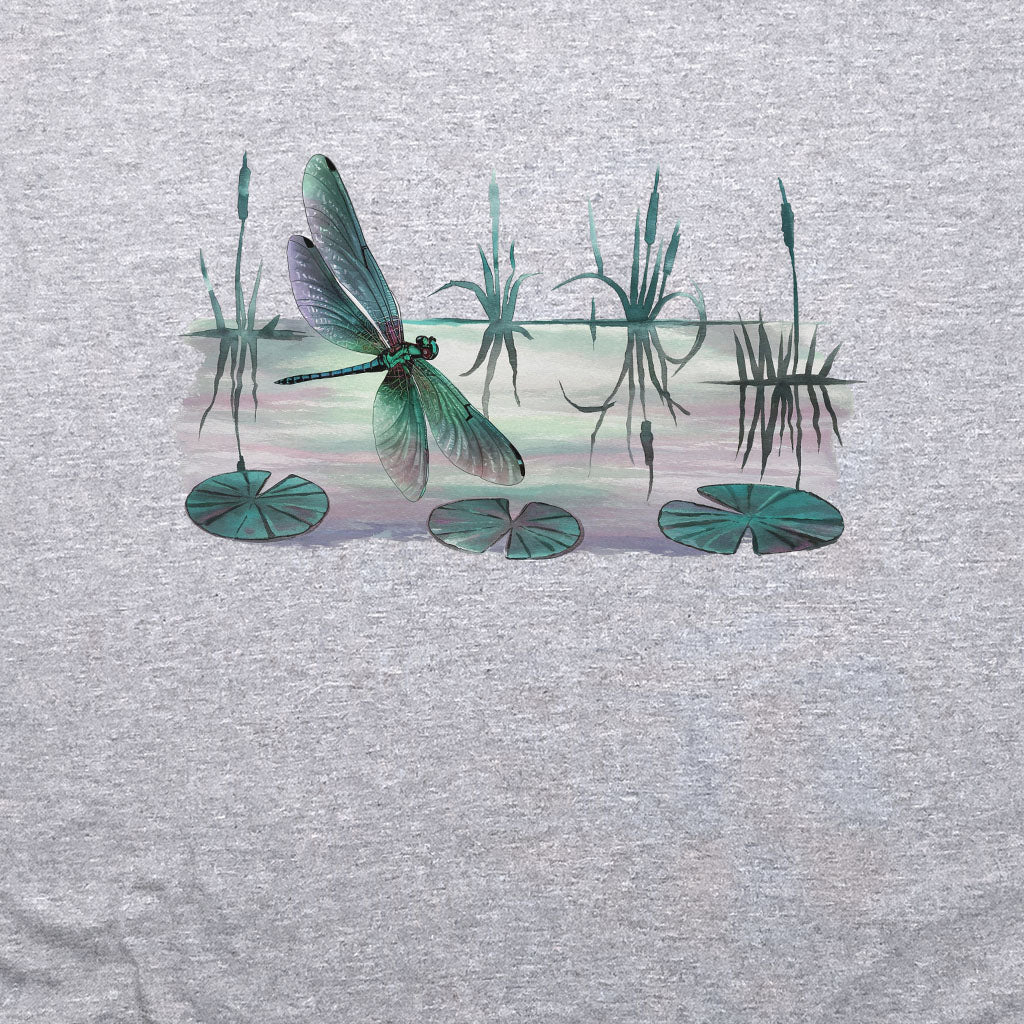 Watercolor Dragonfly on a Lake Crewneck Sweatshirt
