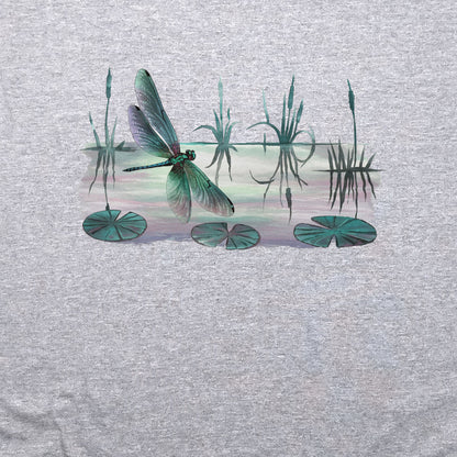 Watercolor Dragonfly on a Lake Crewneck Sweatshirt