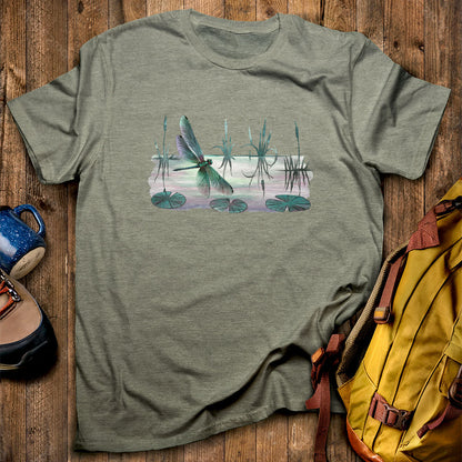 Watercolor Dragonfly on a Lake T-Shirt
