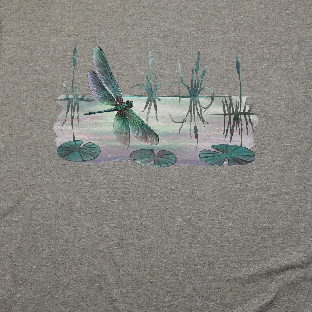Watercolor Dragonfly on a Lake T-Shirt