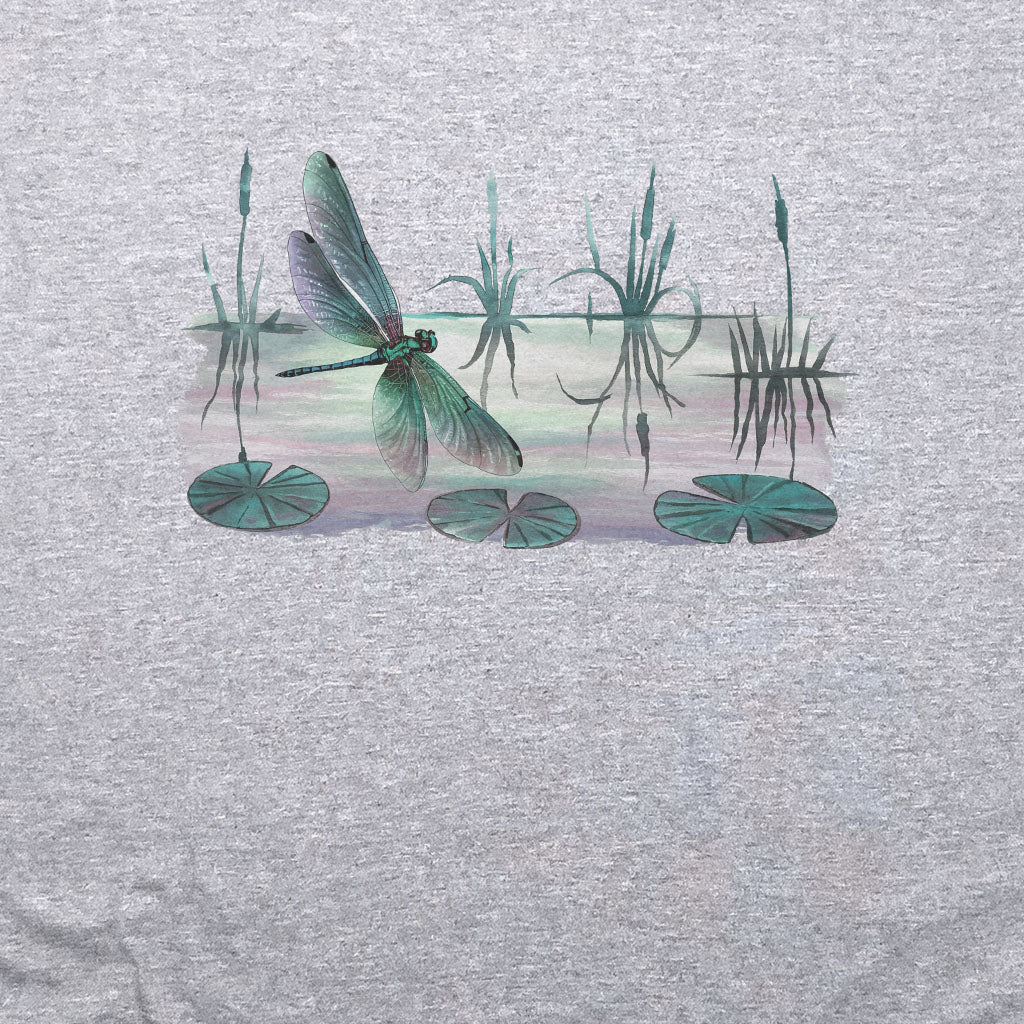 Watercolor Dragonfly on a Lake T-Shirt