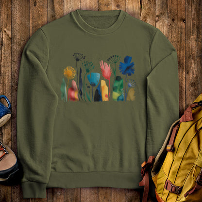 Watercolor Wildflower Meadow Crewneck Sweatshirt