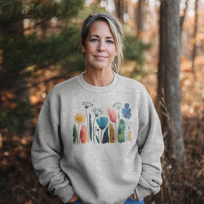 Watercolor Wildflower Meadow Crewneck Sweatshirt