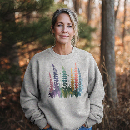 Watercolor Lupine Crewneck Sweatshirt