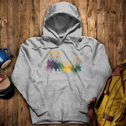 Watercolor Poppy Field Hoodie