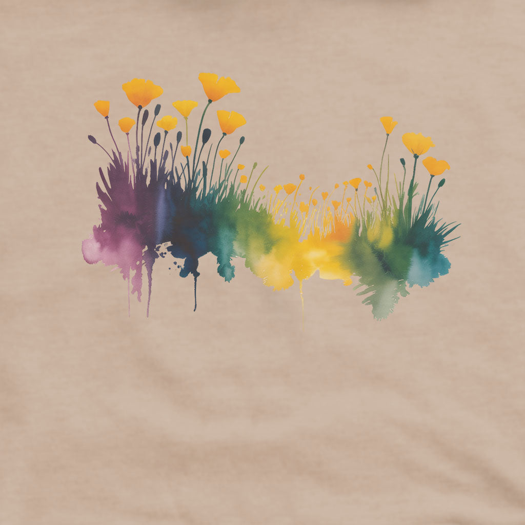 Watercolor Poppy Field Hoodie