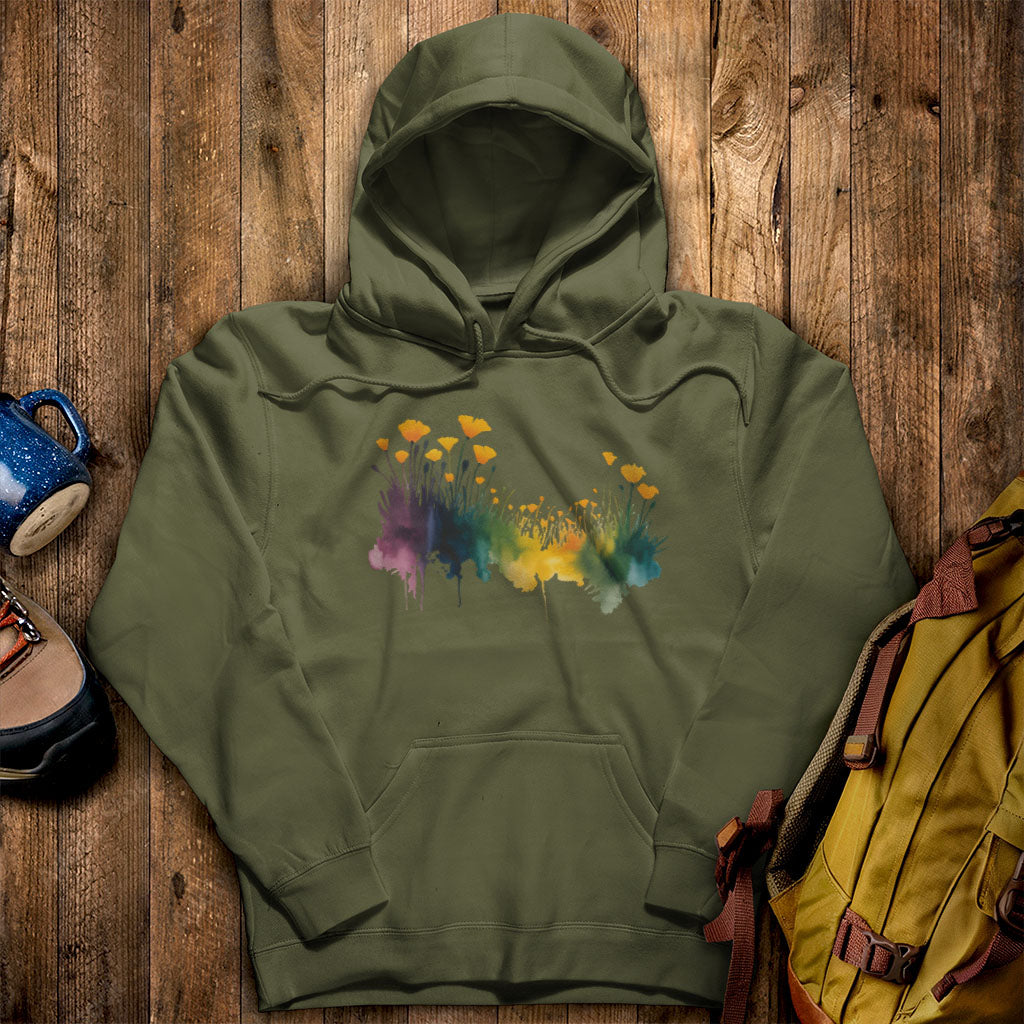 Watercolor Poppy Field Hoodie