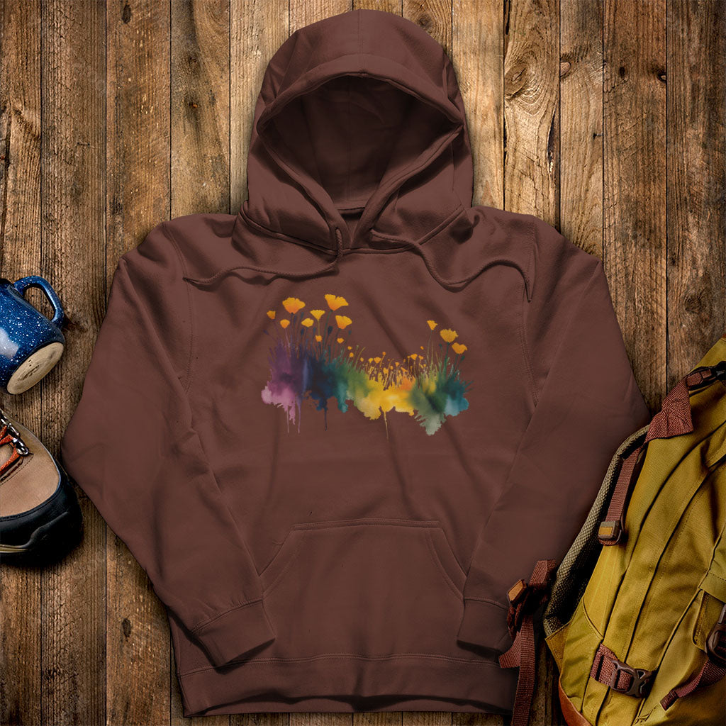 Watercolor Poppy Field Hoodie