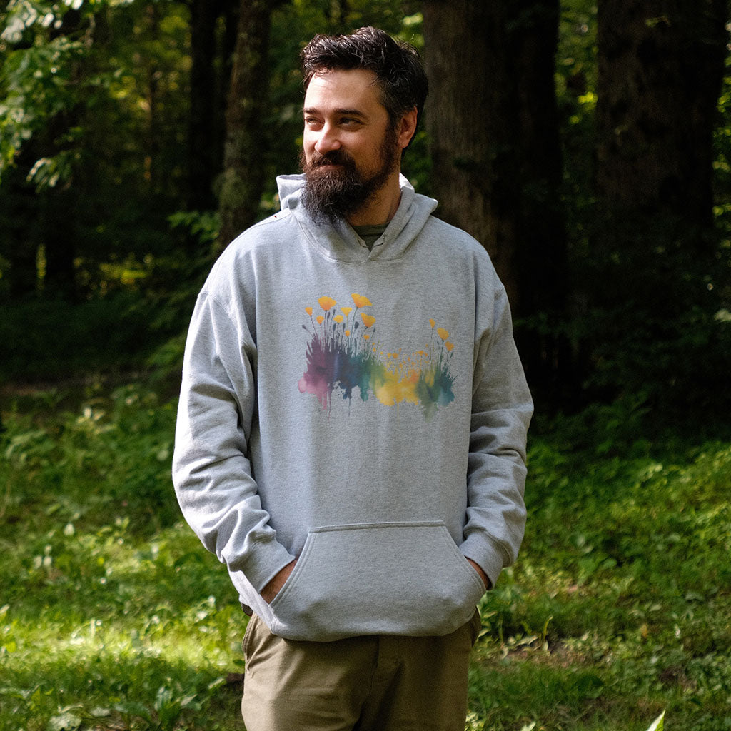 Watercolor Poppy Field Hoodie