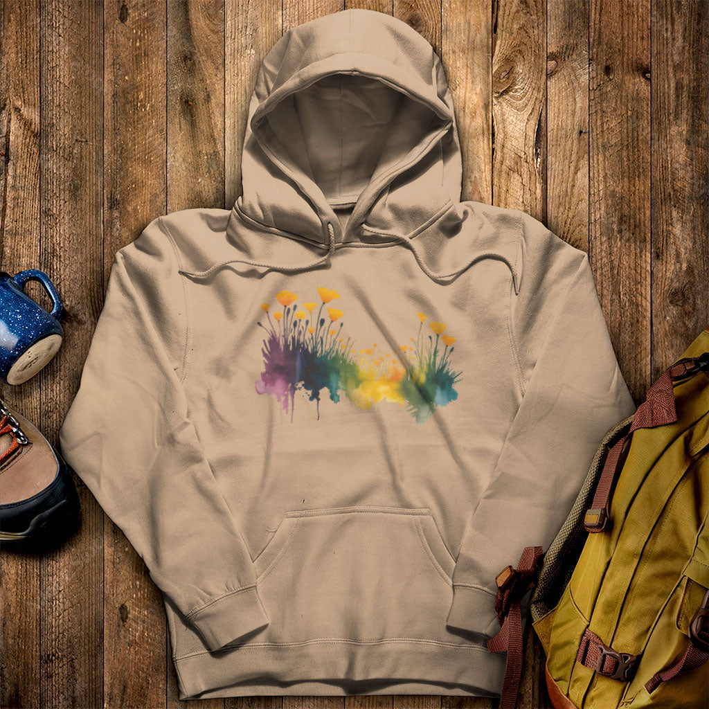 Watercolor Poppy Field Hoodie