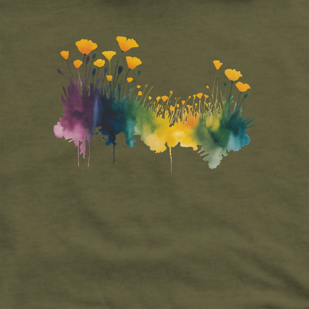 Watercolor Poppy Field Crewneck Sweatshirt