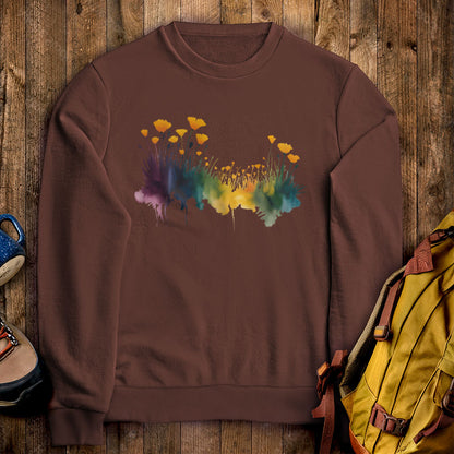 Watercolor Poppy Field Crewneck Sweatshirt