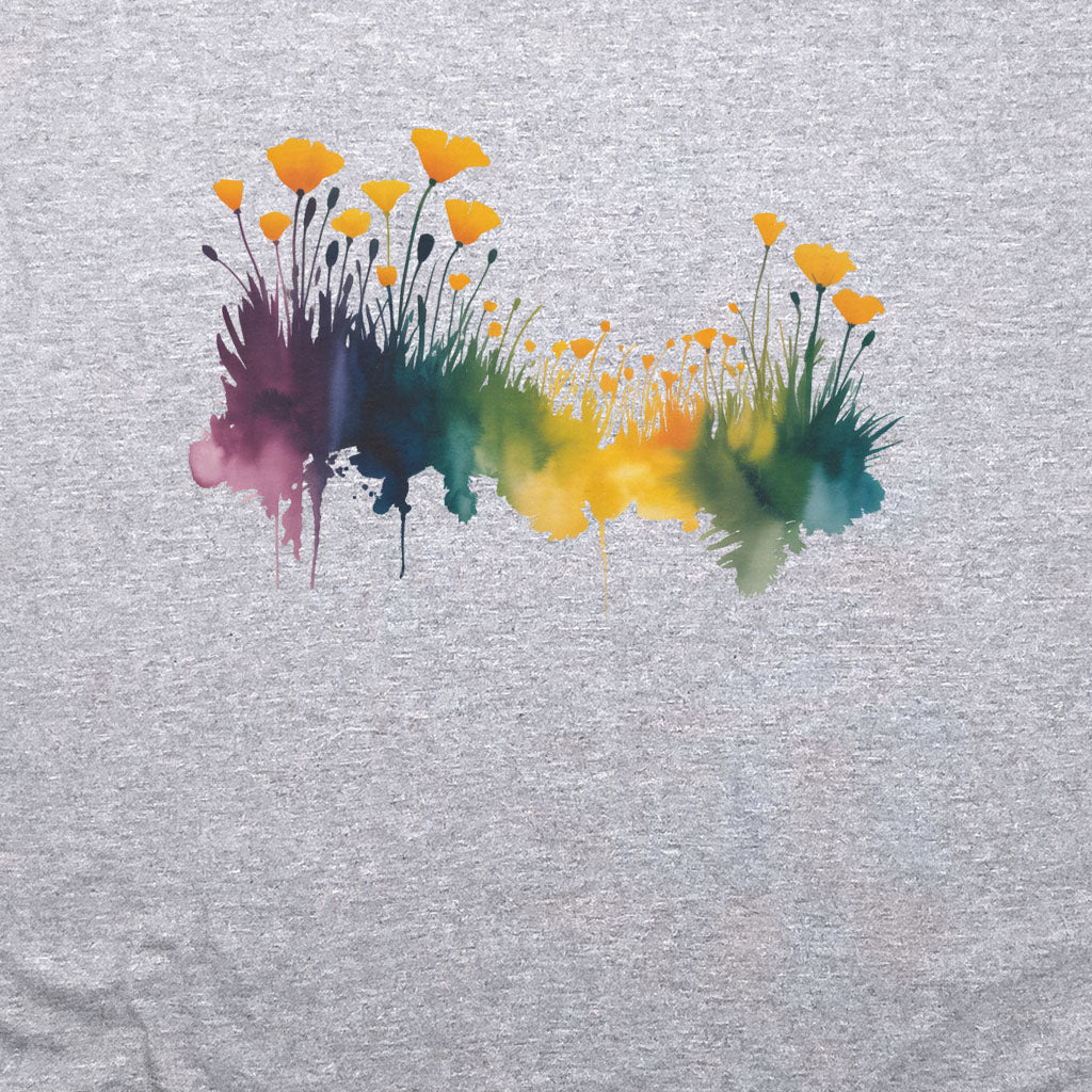 Watercolor Poppy Field Crewneck Sweatshirt
