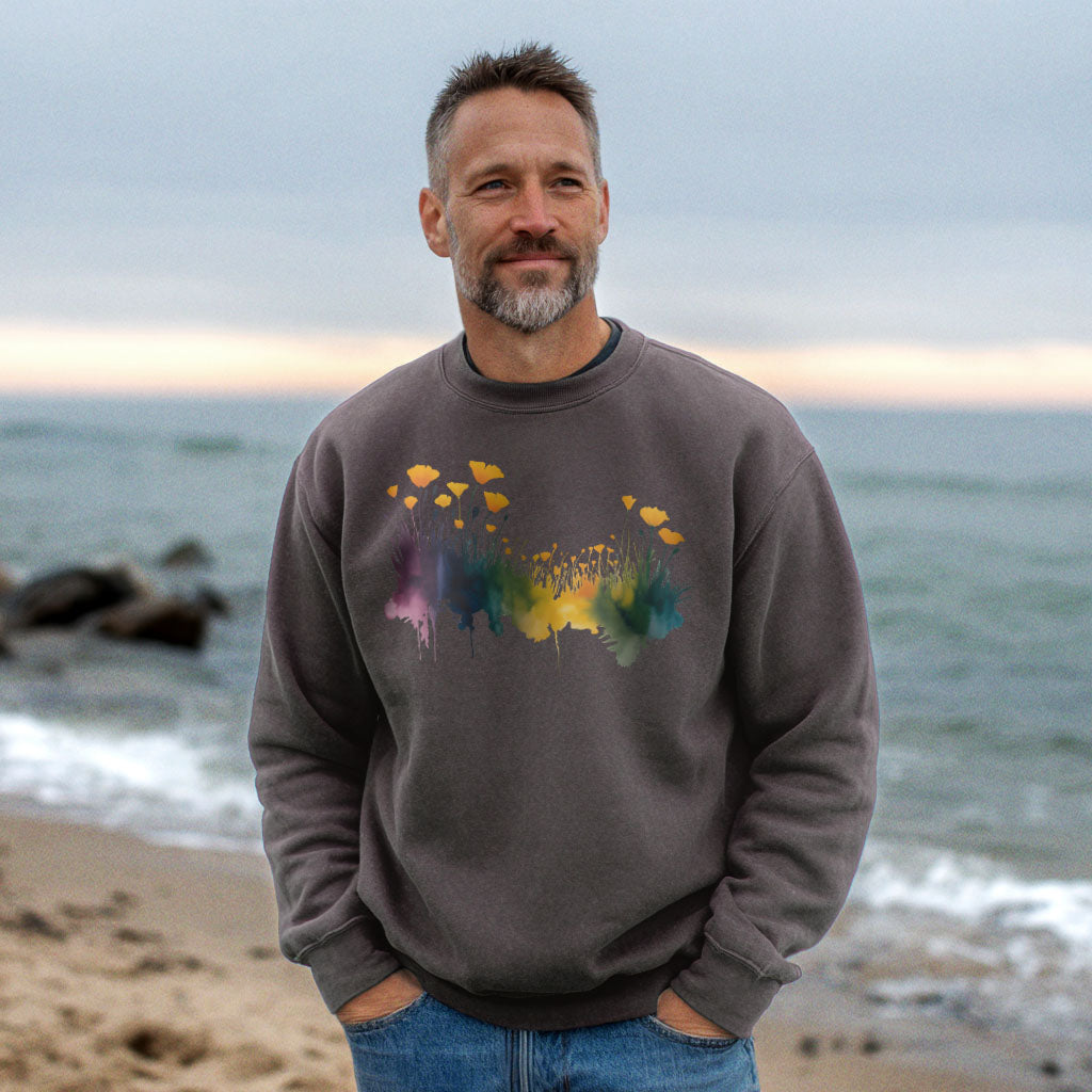 Watercolor Poppy Field Crewneck Sweatshirt
