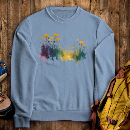 Watercolor Poppy Field Crewneck Sweatshirt