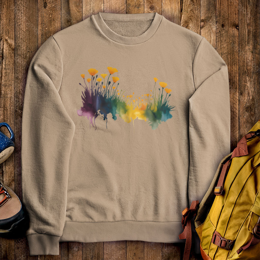 Watercolor Poppy Field Crewneck Sweatshirt