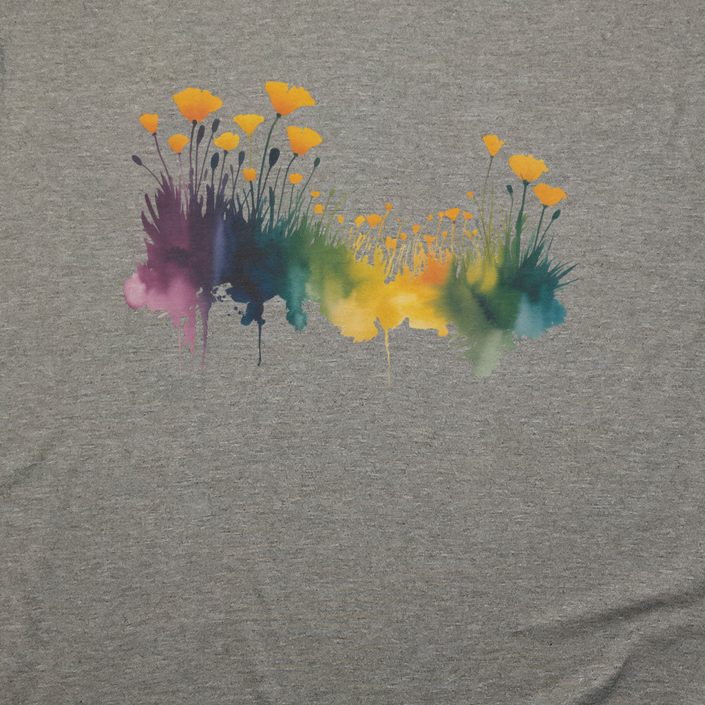Watercolor Poppy Field T-Shirt